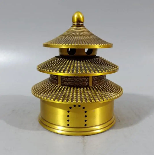 China brass temple of heaven shape incense burner crafts statue