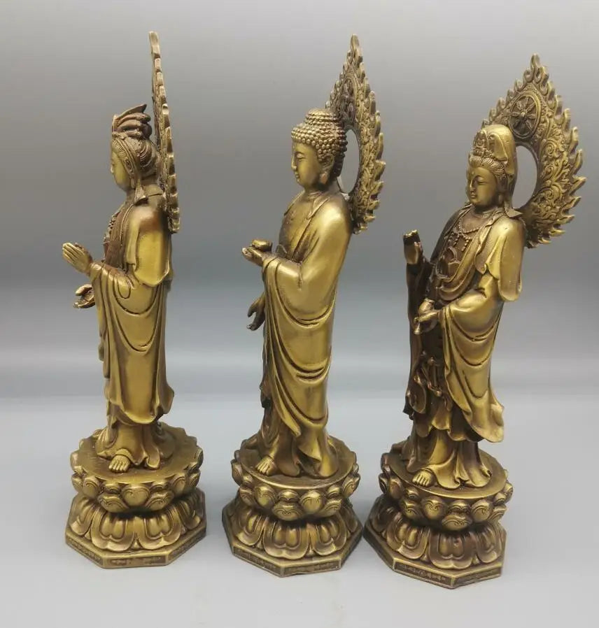 China brass three Saints Buddha crafts statue A set