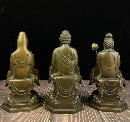 China brass three Saints Buddha crafts statue A set