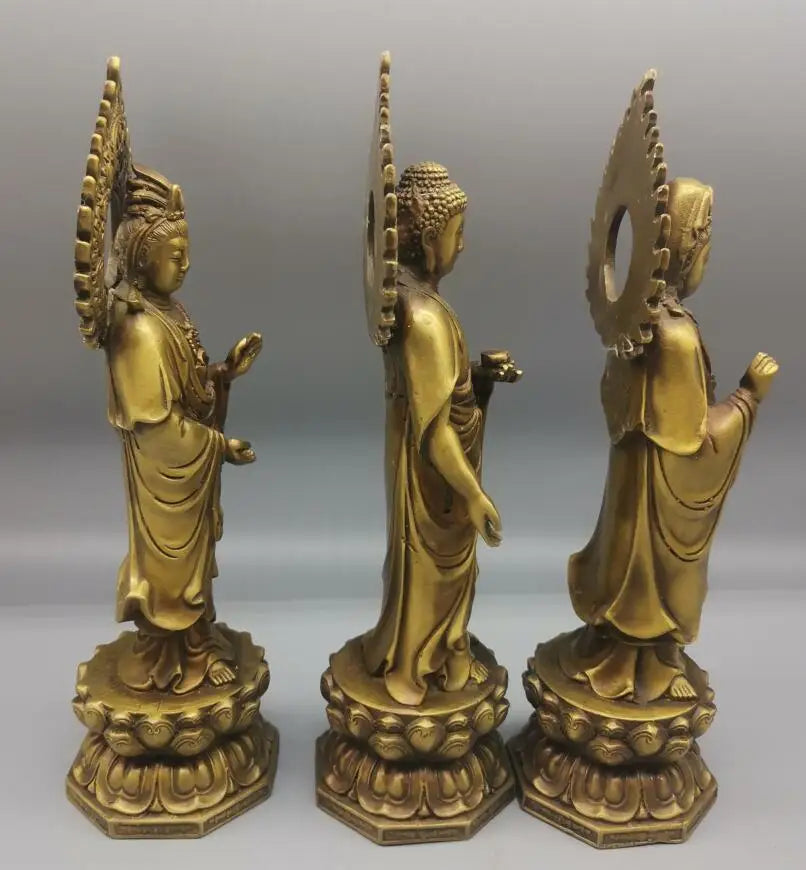 China brass three Saints Buddha crafts statue A set