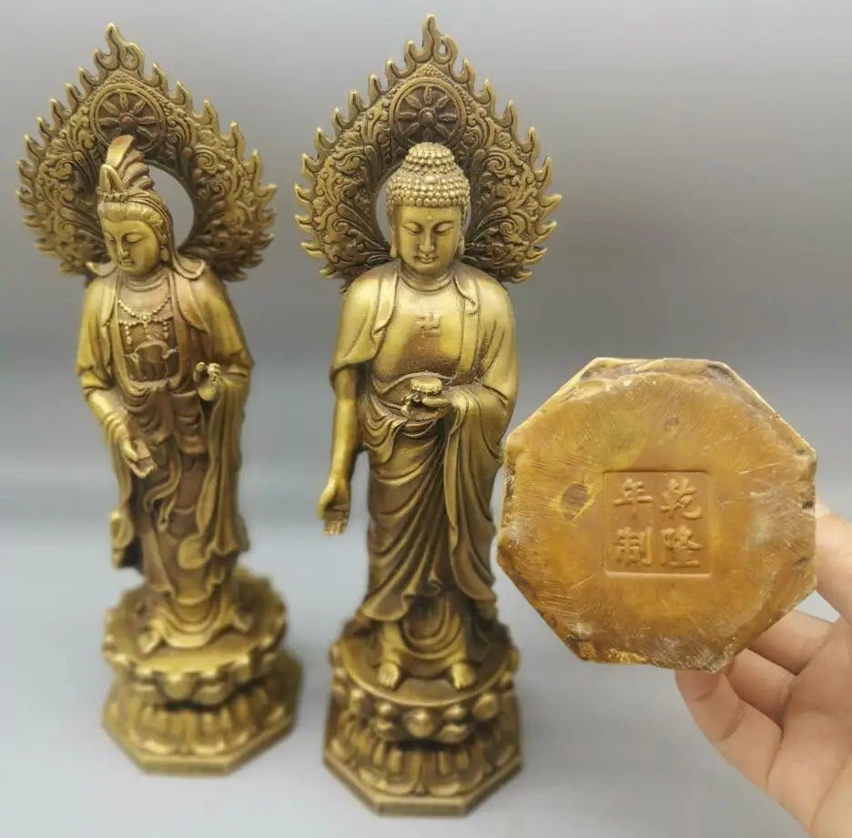 China brass three Saints Buddha crafts statue A set