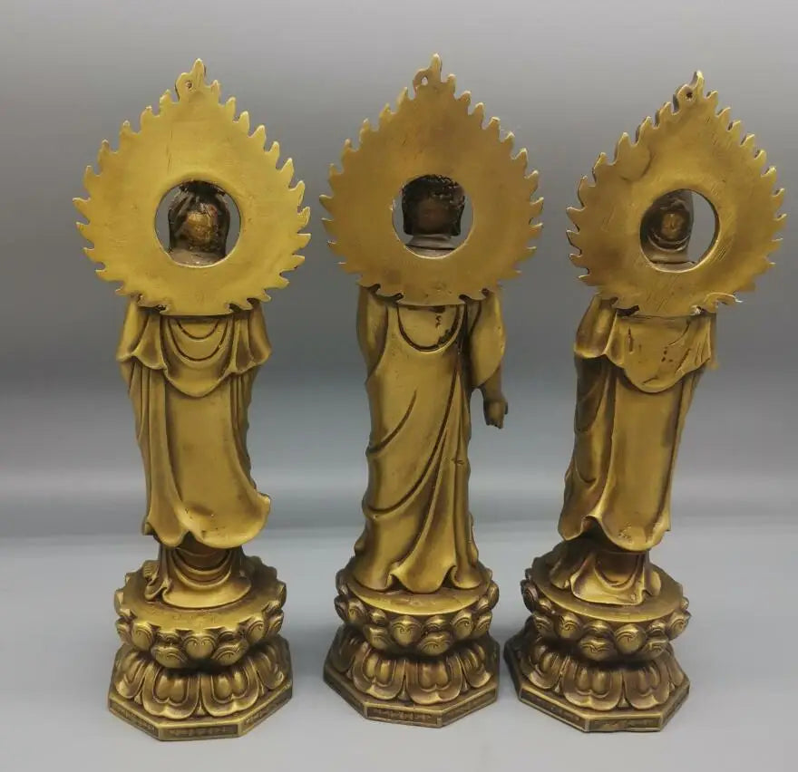 China brass three Saints Buddha crafts statue A set