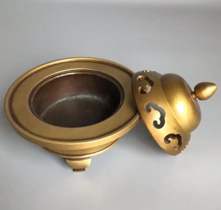 China brass three foot Incense burner crafts statue