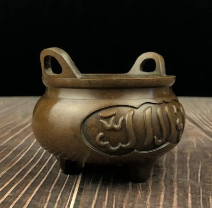 China brass three foot Incense burner crafts statue