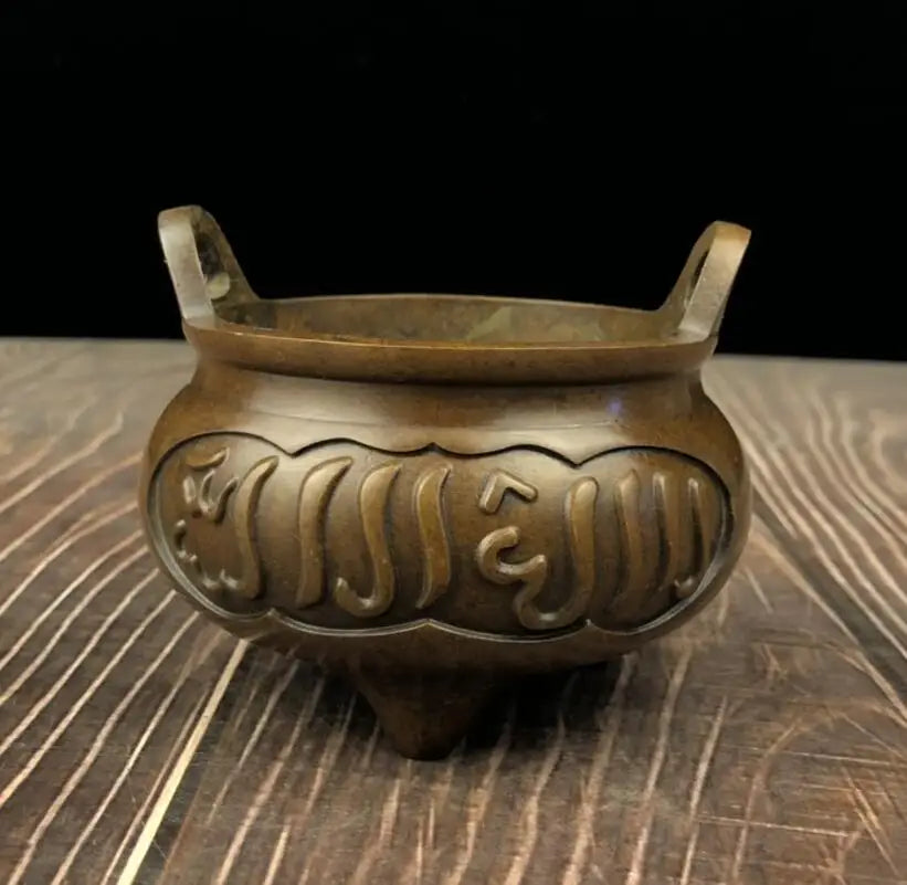 China brass three foot Incense burner crafts statue