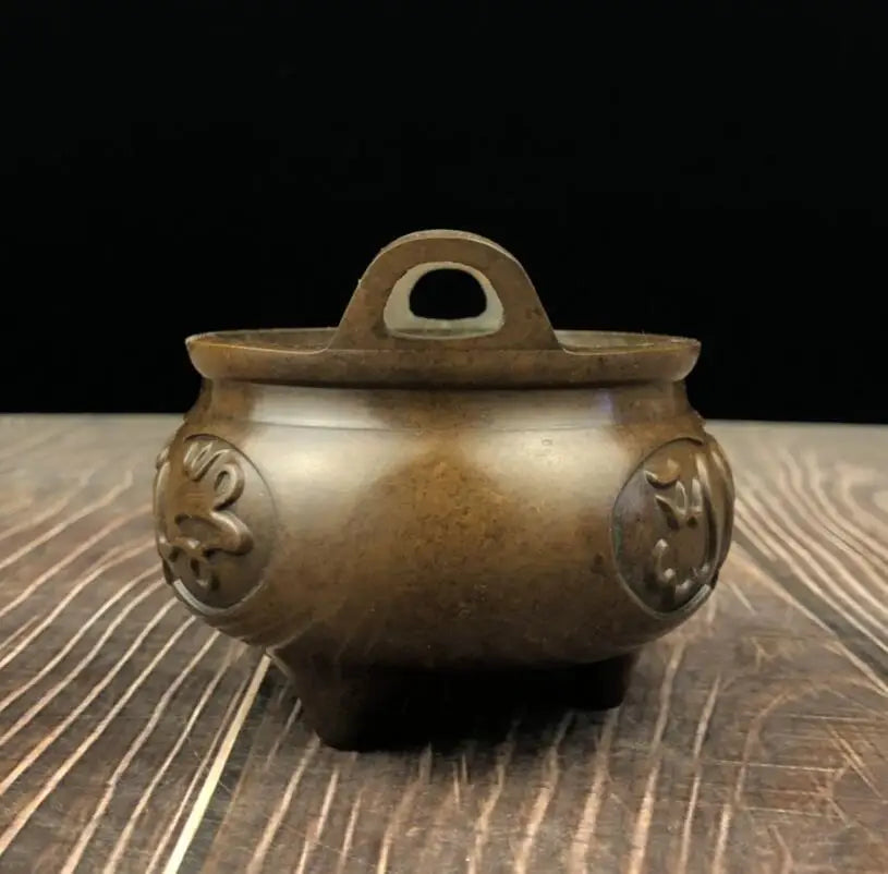 China brass three foot Incense burner crafts statue