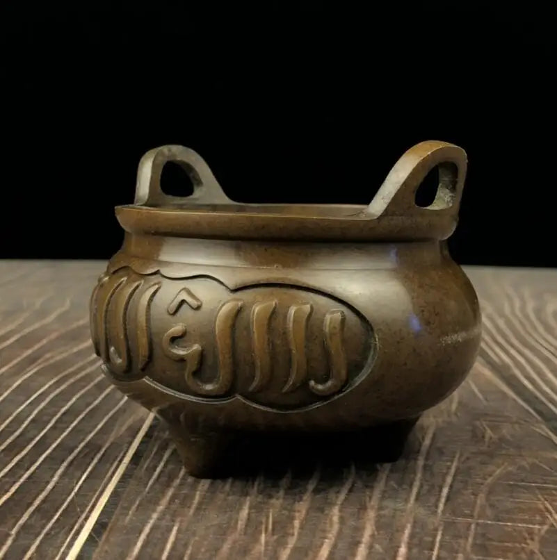 China brass three foot Incense burner crafts statue