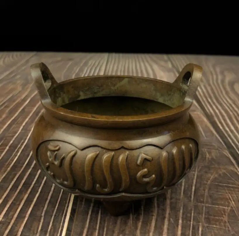 China brass three foot Incense burner crafts statue