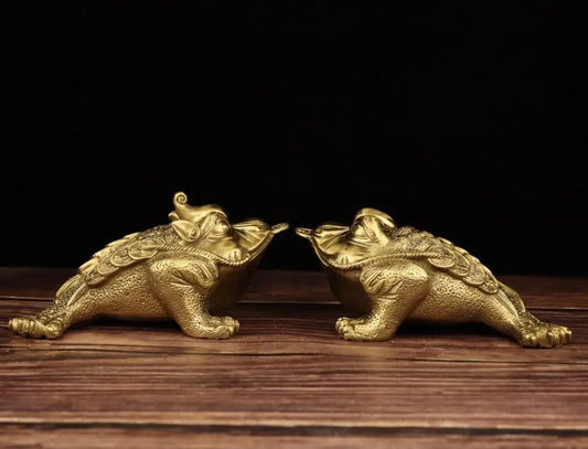 China brass three foot gold toad crafts statue A pair