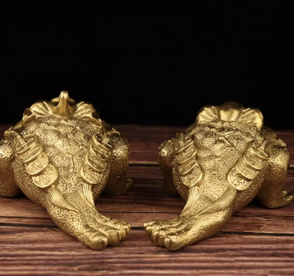 China brass three foot gold toad crafts statue A pair