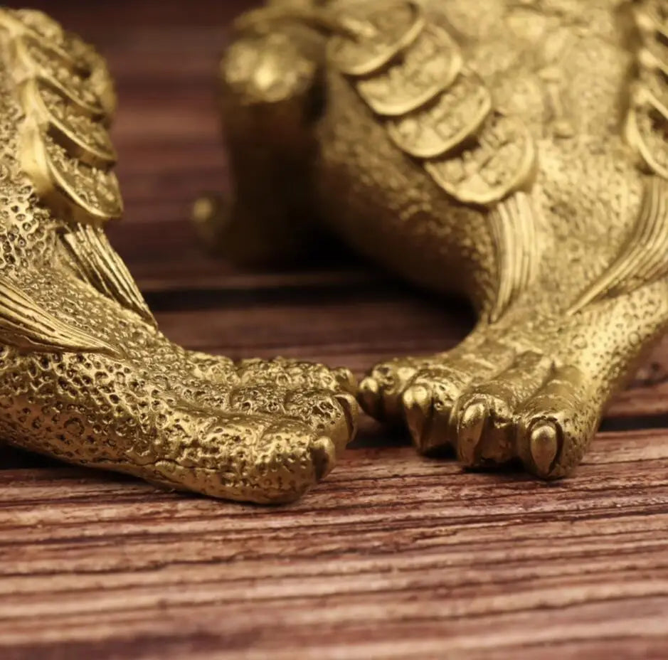China brass three foot gold toad crafts statue A pair