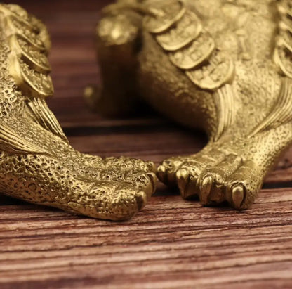 China brass three foot gold toad crafts statue A pair