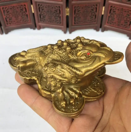China brass three foot gold toad crafts statue