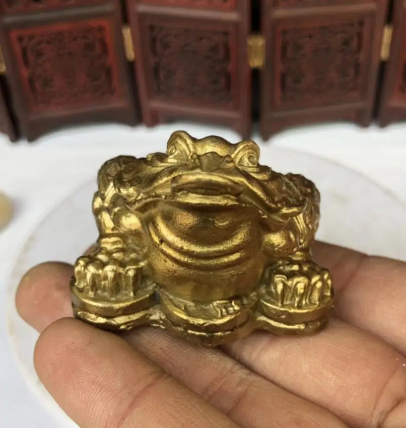 China brass three foot gold toad crafts statue