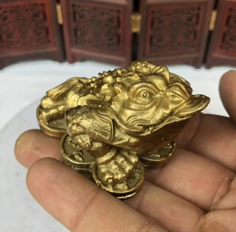 China brass three foot gold toad crafts statue