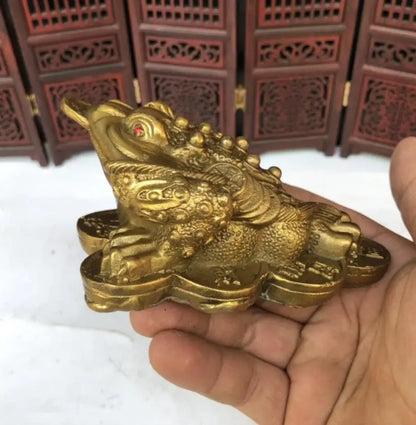 China brass three foot gold toad crafts statue