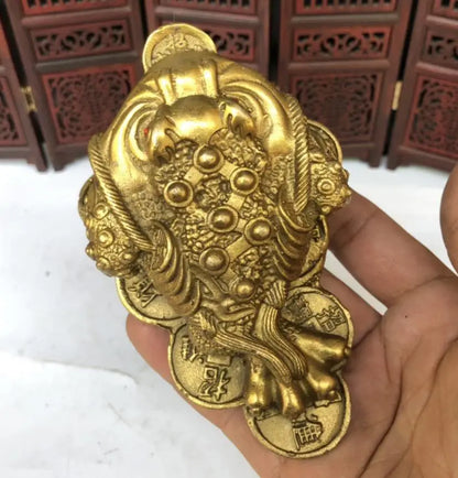 China brass three foot gold toad crafts statue