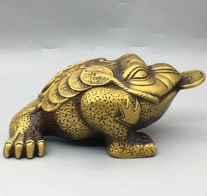 China brass three foot gold toad wealth crafts statue
