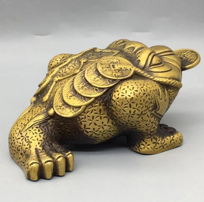 China brass three foot gold toad wealth crafts statue