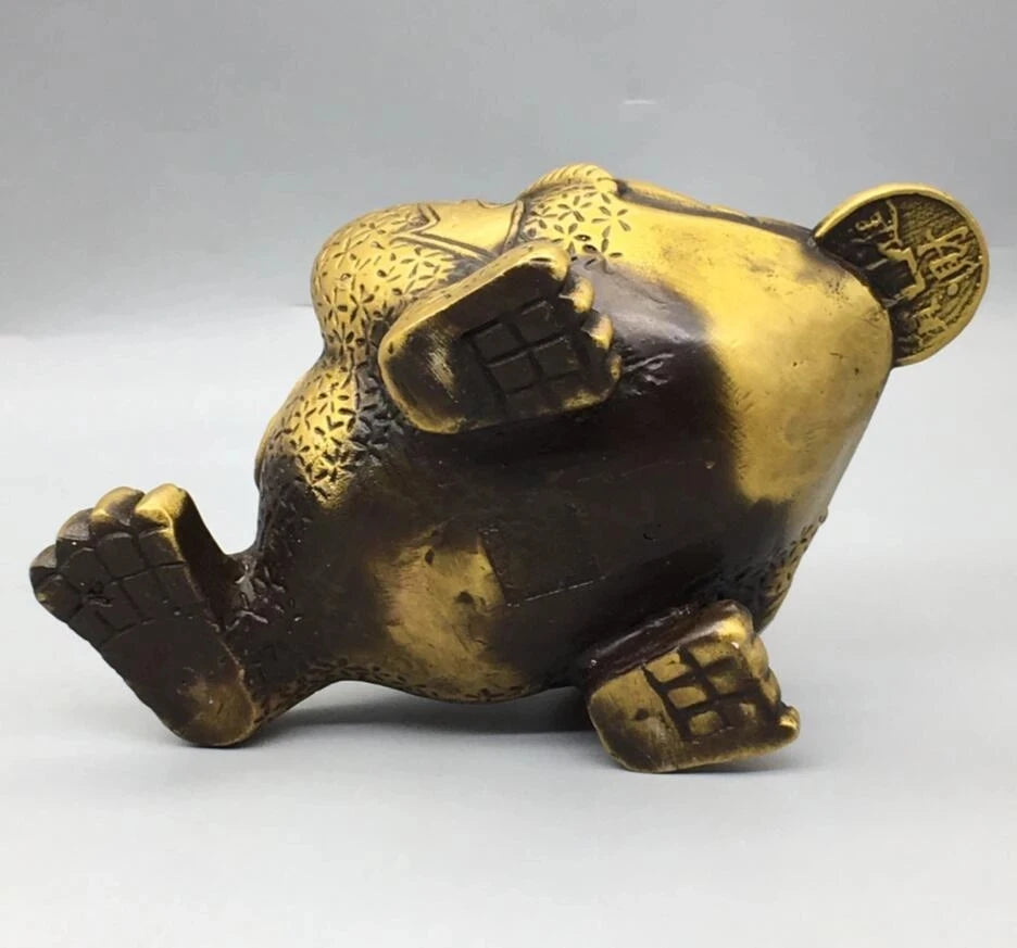 China brass three foot gold toad wealth crafts statue