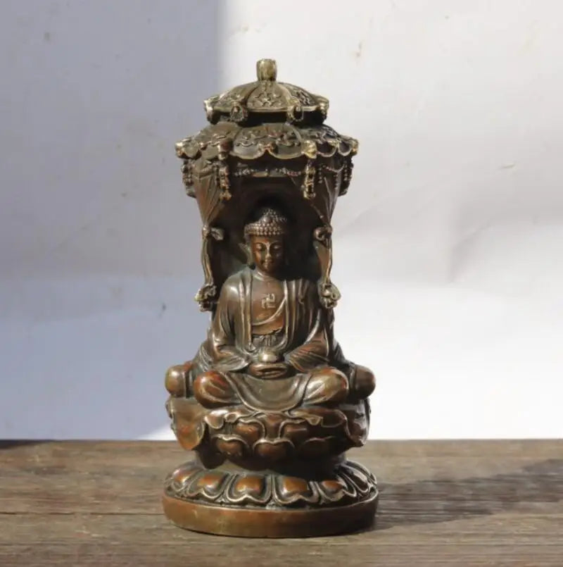 China brass three sides Guanyin bodhisattva crafts statue