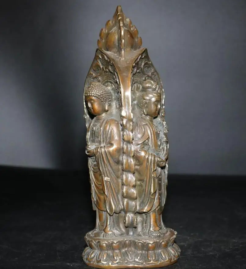 China brass three surface Buddha crafts statue