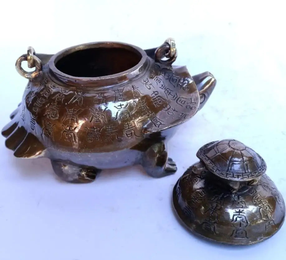 China brass tortoise teapot crafts statue