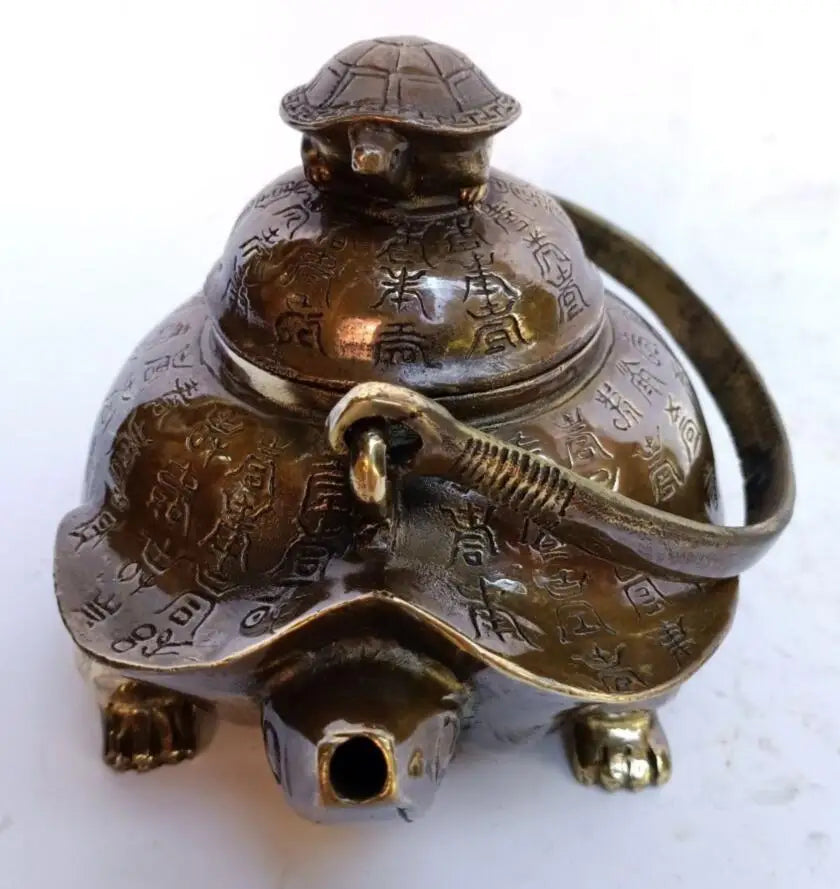 China brass tortoise teapot crafts statue