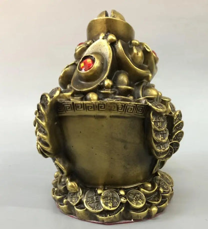 China brass treasure bowl Piggy bank crafts statue