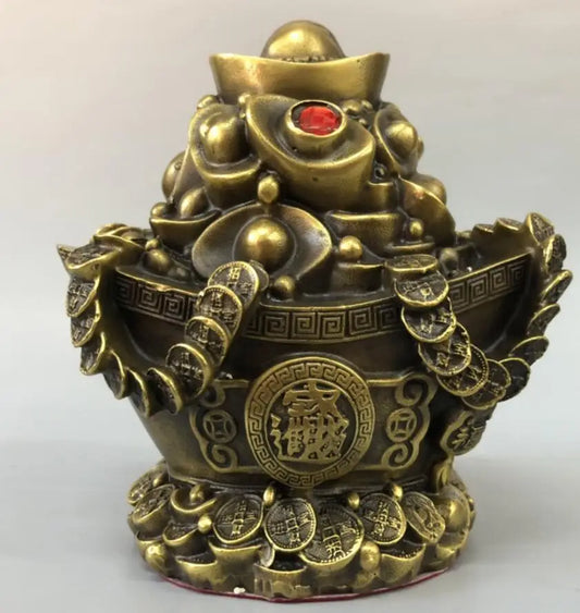 China brass treasure bowl Piggy bank crafts statue