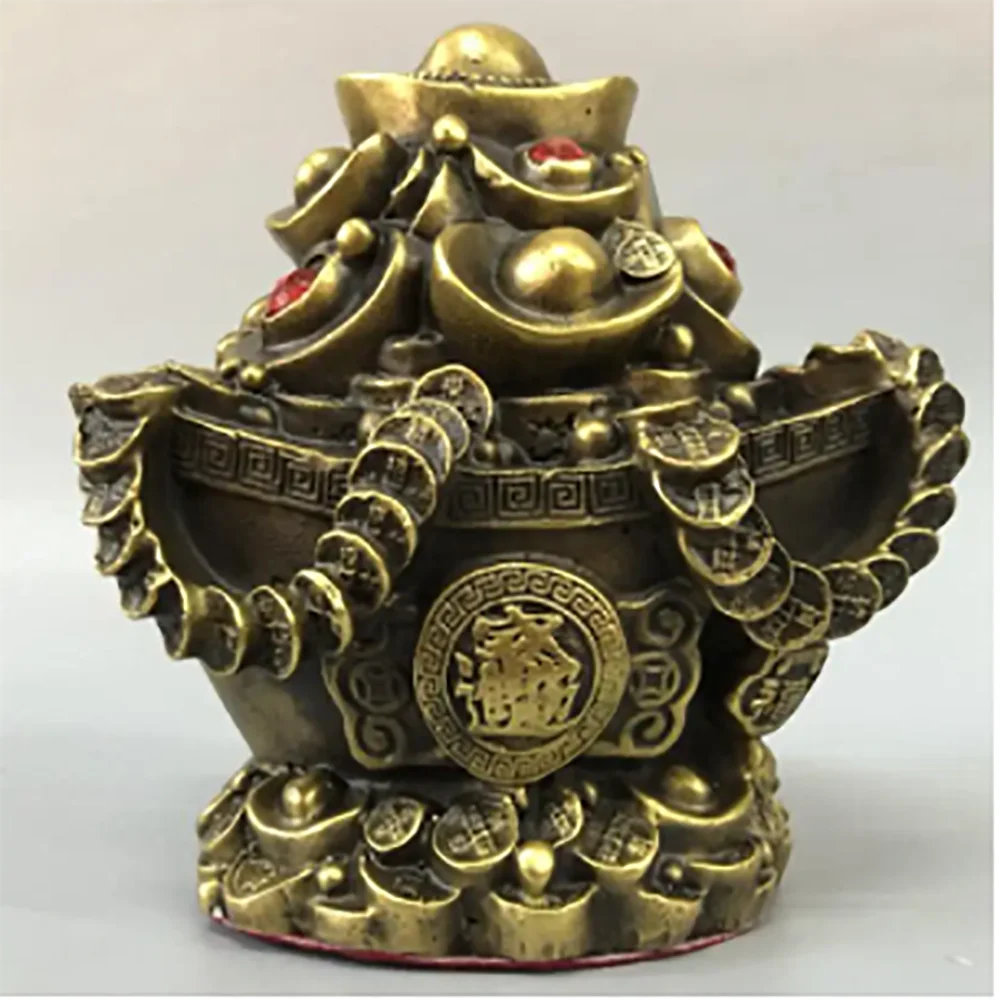 China brass treasure bowl Piggy bank crafts statue