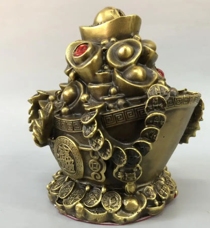 China brass treasure bowl Piggy bank crafts statue