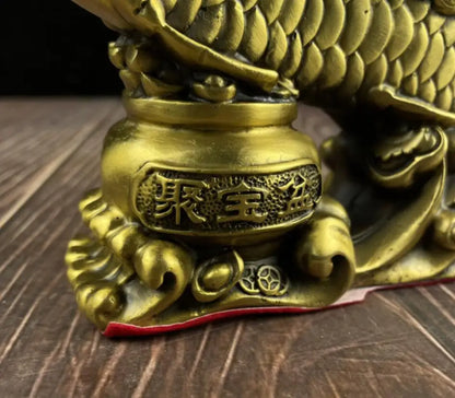 China brass treasure bowl fish wealth crafts statue