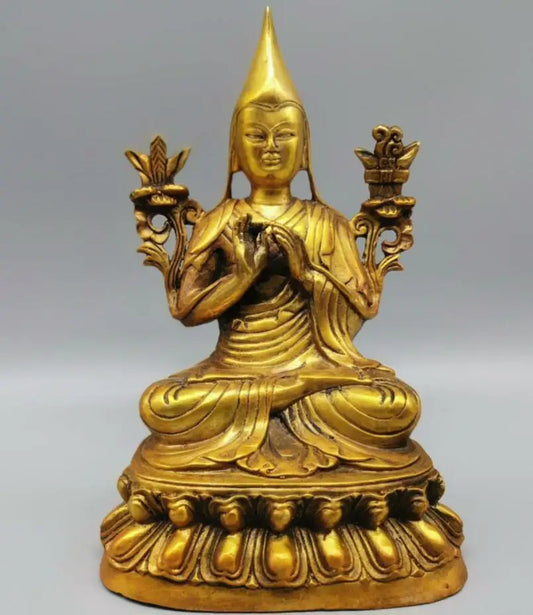 China brass tsongkhapa Tibetan Buddha crafts statue