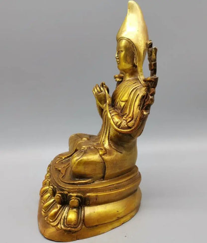 China brass tsongkhapa Tibetan Buddha crafts statue