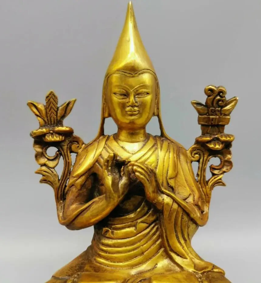China brass tsongkhapa Tibetan Buddha crafts statue