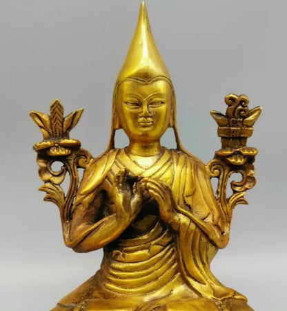 China brass tsongkhapa Tibetan Buddha crafts statue
