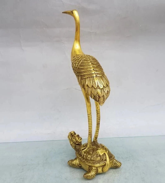 China brass turtle crane crafts statue