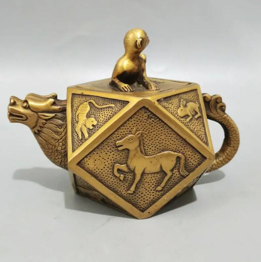 China brass twelve zodiac flagon crafts statue