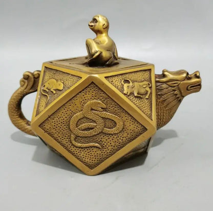 China brass twelve zodiac flagon crafts statue