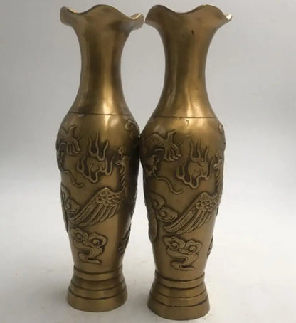 China brass vase crafts statue A pair