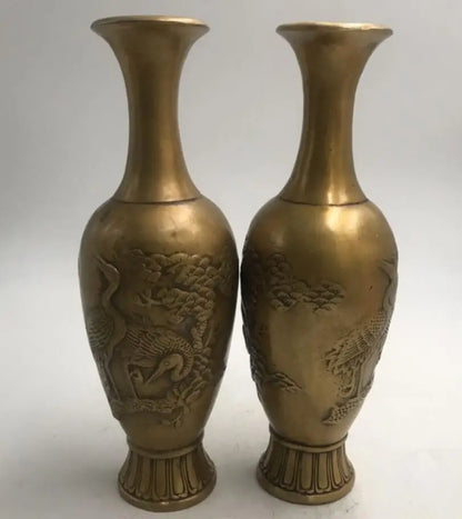 China brass vase crafts statue A pair
