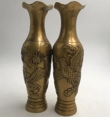 China brass vase crafts statue A pair