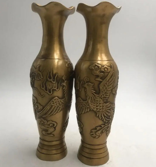 China brass vase crafts statue A pair