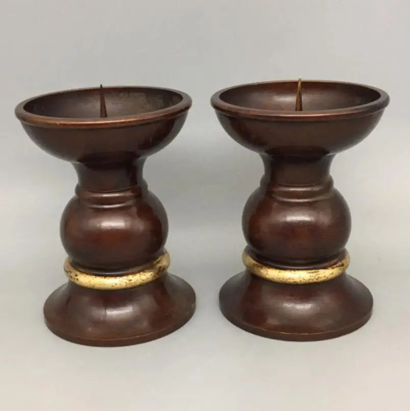 China brass wax candlestick crafts statue A pair