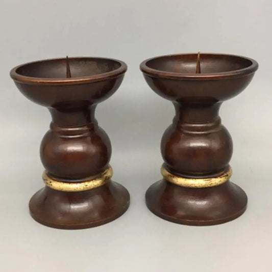 China brass wax candlestick crafts statue A pair