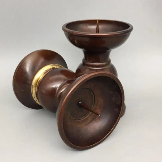 China brass wax candlestick crafts statue A pair