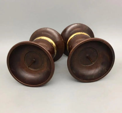 China brass wax candlestick crafts statue A pair