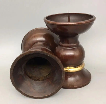 China brass wax candlestick crafts statue A pair