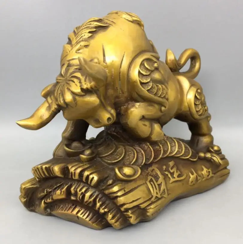 China brass wealth cow crafts statue